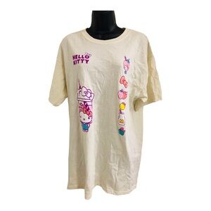 Hello‎ Kitty cream relaxed fit graphic print ice cream shop t-shirt size large